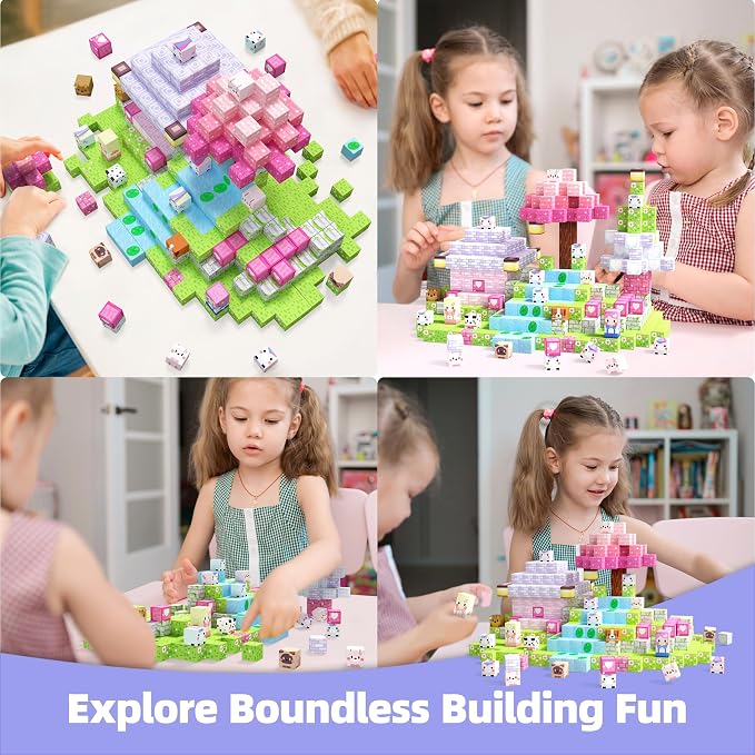 GobiDex Magnetic Building Blocks Princess Castle for Girls Age 3+ Year Old | STEM Sensory, Birthday Gift, Magnet Game, Compatible, Safe & Durable, With Storage Box, 48pcs, Toddler, Quiet Time, Group Fun