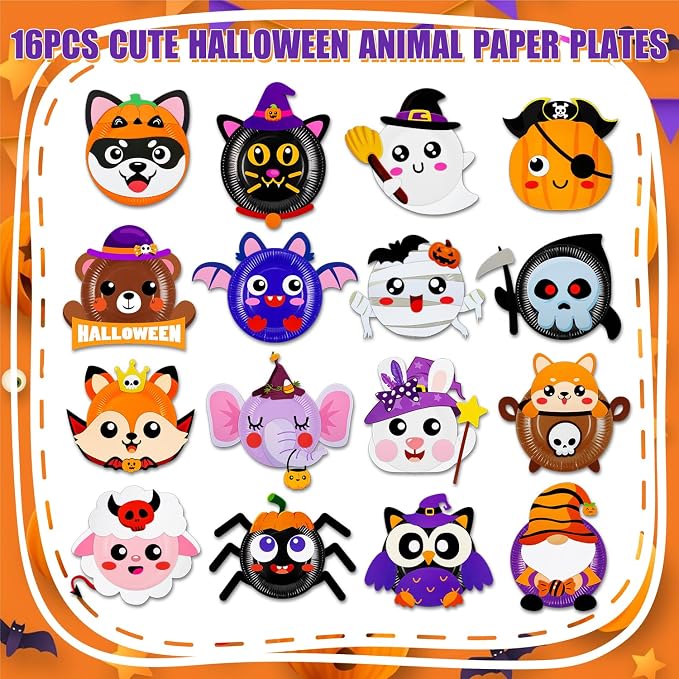 16 Pack Arts and Crafts for Kids Toddler DIY Animal Paper Plate Art Gifts