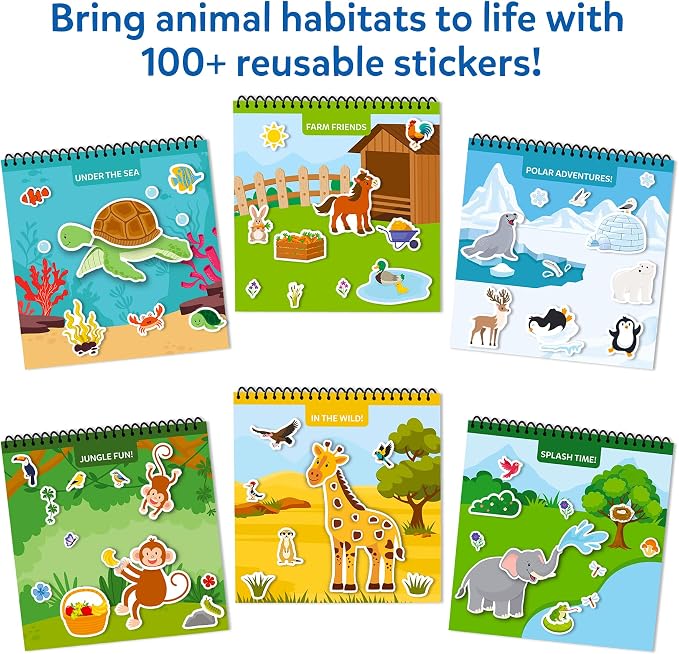 Skillmatics Peelies – Animals, Reusable Stickers, Travel Toy for Toddlers | 100+ Stickers, Activity Book, Mess-Free Fun for Preschoolers, Travel Toy, Gifts for Kids Ages 3, 4, 5, 6, 7