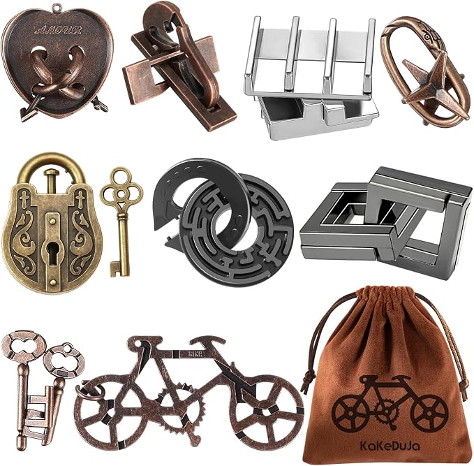 9pcs Metal Puzzle for Adult Disentanglement Puzzles Lock Gift for Adults