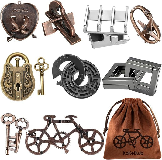 9pcs Metal Puzzle for Adult Disentanglement Puzzles Lock Gift for Adults
