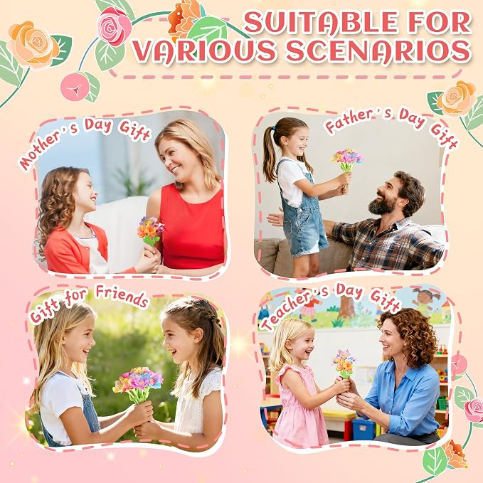 Kufanda DIY Fabric Flower Bouquets Toys Accessories Can Make 36 Flowers, DIY Arts & Crafts Toy Parts