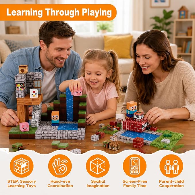 Magnetic Blocks for Kids Ages 3-8, 100PCS STEM Magnetic Building Cubes, Montessori Construction Toys for Boys Girls, Creative Educational Building Set, Birthday