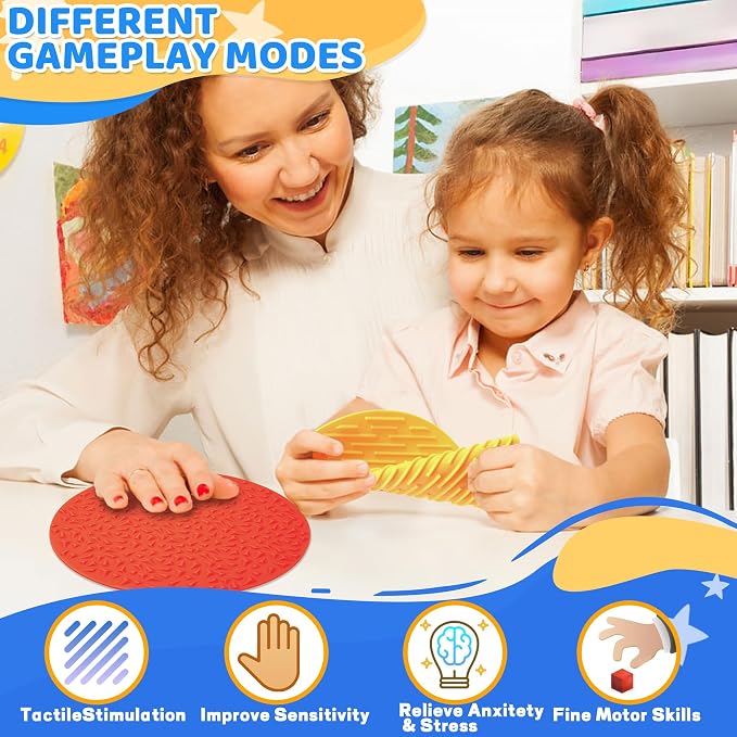 4PC Sensory Wall Fidget Toys for Toddler Baby 1-3 Classroom Must Have Sensory Mats for Kid Autism ADHD Quiet Silicone Tactile Pad Desk Toys Calm Down Item Mini Floor Tiles Fidget Autistic Special Need