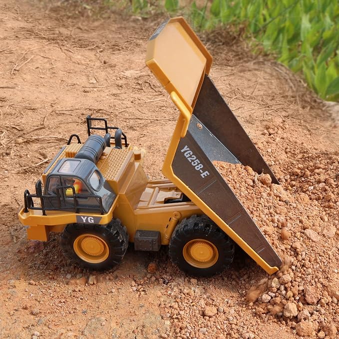 DDAI Remote Control Construction Dump Truck Toy - RC Dump Truck Toys- Construction Toys Vehicle- RC Truck Toys for 8 9 10 11 12 Year Old Boys and up- Toy Trucks