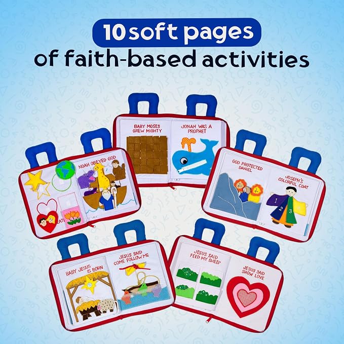 My Growing Season My Bible Quiet Book Interactive Fabric Activity for Kids | Educational Christian Toy for Toddlers & Preschoolers | Travel-Friendly and Sensory-Rich Soft Book