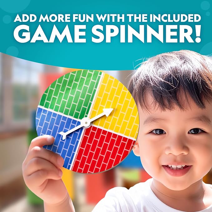 National Geographic Kids Jumbo Cardboard Building Blocks 40-Piece Set | Heavy-Duty Bricks in 3 Sizes, Game Spinner, Activity Cards, Indoor Construction Play, STEM Learning, Ages 3+