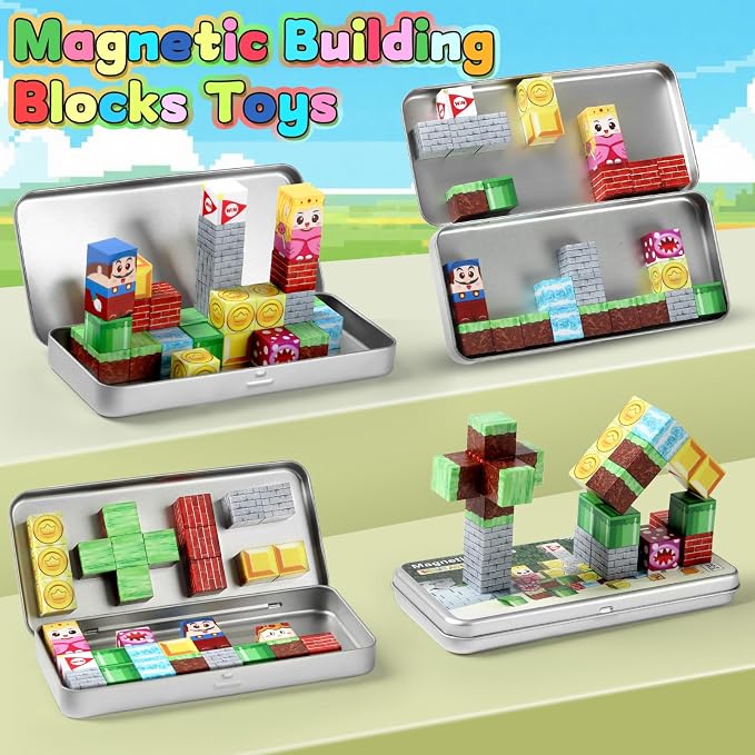 Magnetic Building Blocks for Kids 3-8, STEM Travel Toys with Storage Box | Montessori Educational Toys, Free Play & Easy Storage, Creativity & Imagination, Birthday & Christmas, Gifts