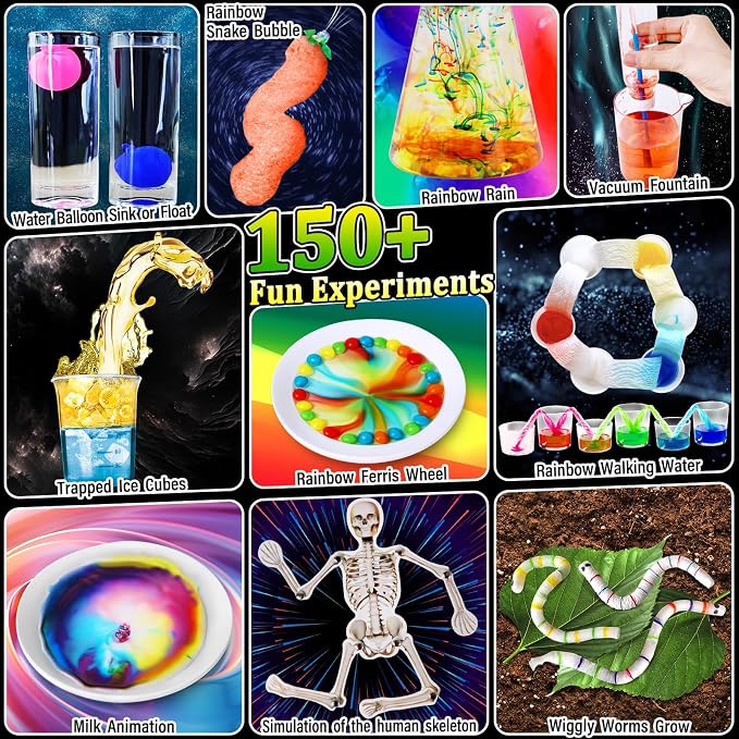 PATIFEED 150 Experiments Science Kit for Kids Chemistry Set | S.T.E.M Toys, Break Your Own Geodes, Volcano Eruption, Crystal Growing, Gift Ideas for Boys Girls