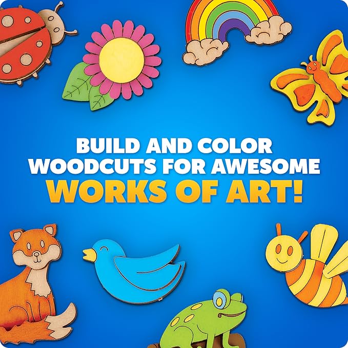Blue Marble Wooden Magnet Painting Craft Kit with 15 Nature Designs | 15 Nature-Themed Wooden Magnets, 8 Watercolor Pens, Paint and Create, Magnet Art, DIY Craft Activity, Birthday Gift