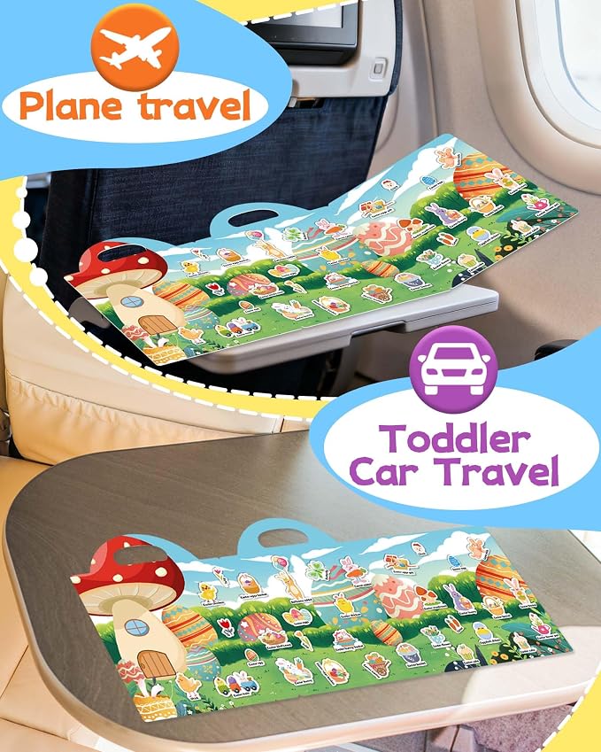 Benresive Reusable Sticker Book for Toddlers, Travel Stickers for Kids | Toddler Travel Activities Toys, Birthday Gifts for Boys & Girls, Airplane Travel & Road Trip Essentials Kids