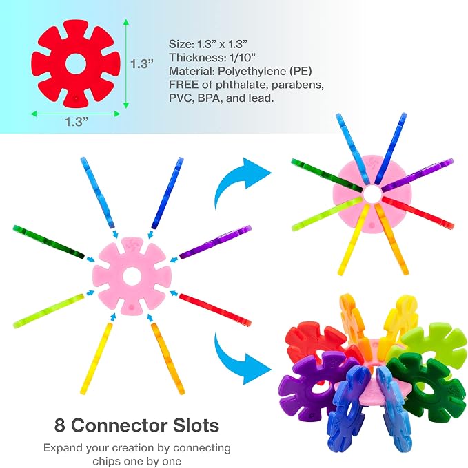 PicassoTiles Building Chips Construction Block 800 Pieces Creative Interlocking Disc Block Toy Set STEM Learning Toys for Early Education and Child Brain Development Kids Boys Girls Age 3 and Up PTF80