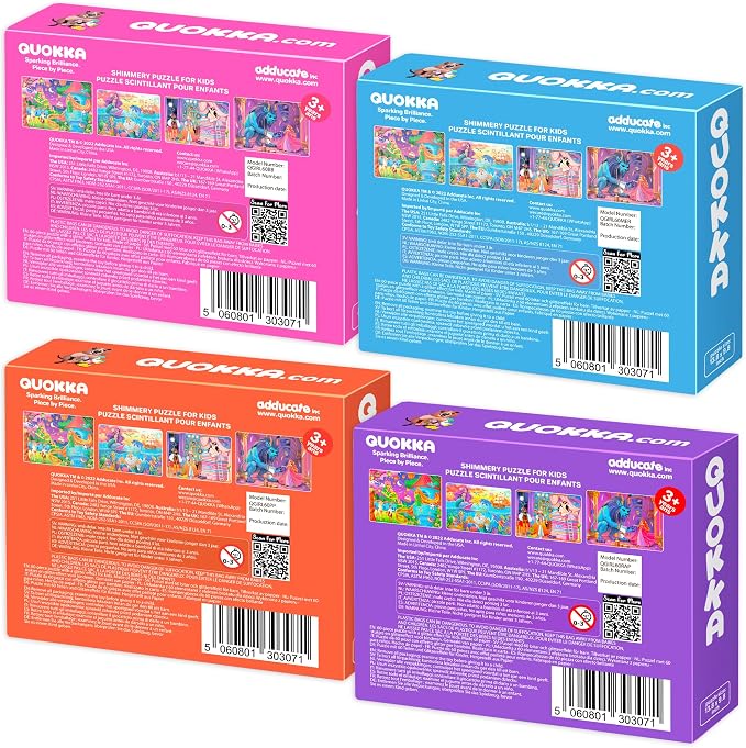 60 Piece Puzzles for Kids Ages 4-6 - 4 Jigsaw Toddler Puzzles Ages 3-5 | Fairy Tale Princess Puzzles - Quiet Time Toys for Preschoolers - FSC Certified Learning Toys - Gift for 5 Year Olds