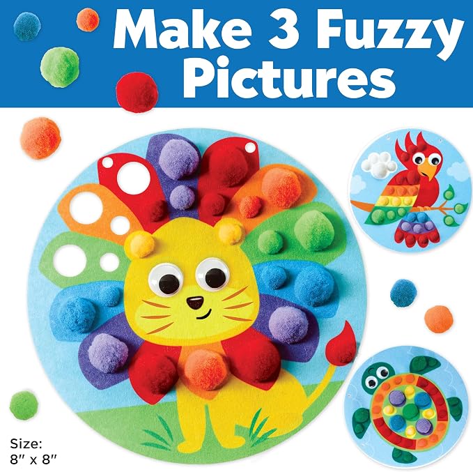 Creativity for Kids Pom Pom Pictures: Animals | Summer Fun | Back to School Crafts for Preschool Learning Activities| Sensory Toys for Toddlers |Toddler Arts and Crafts (Ages 3+)
