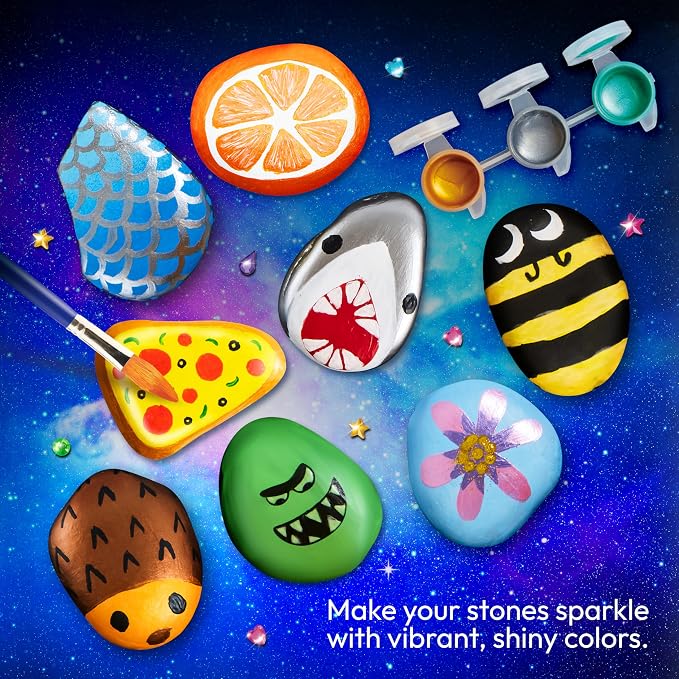 Rock Painting Kit- Glow in The Dark Rock Kit, Arts and Crafts for Kids Ages 6-12, Art Supplies Toy, Kids Craft Paint Kits, Arts & Crafts for Boys Girls Birthday Party Gift Toy