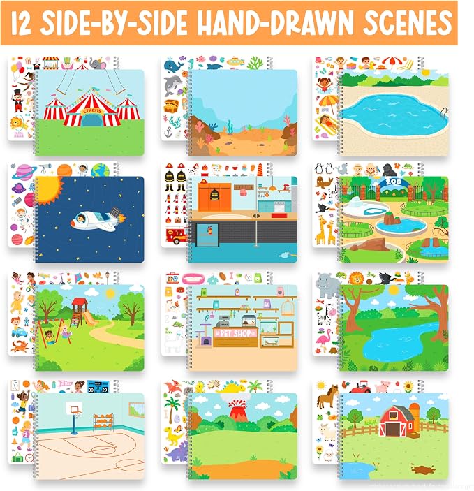 Sticker Books for Toddlers 2-4 Years Screen Free Activities Toddlers 3-5 | Toddler Sticker Book Preschool Learning Activities, Kids Stickers Ages 2-4, Quiet Activity Book, Kids Travel Activities