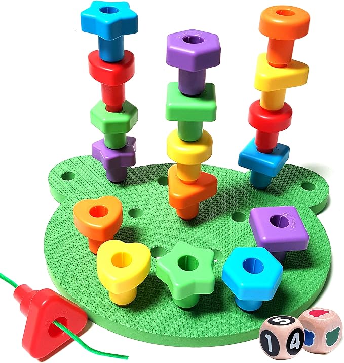 Grab & Stack Jumbo Shapes Pegboard - Sort, Count, Match & Play 18pc + eBook