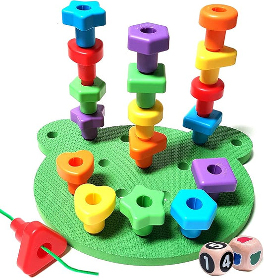 Grab & Stack Jumbo Shapes Pegboard - Sort, Count, Match & Play 18pc + eBook