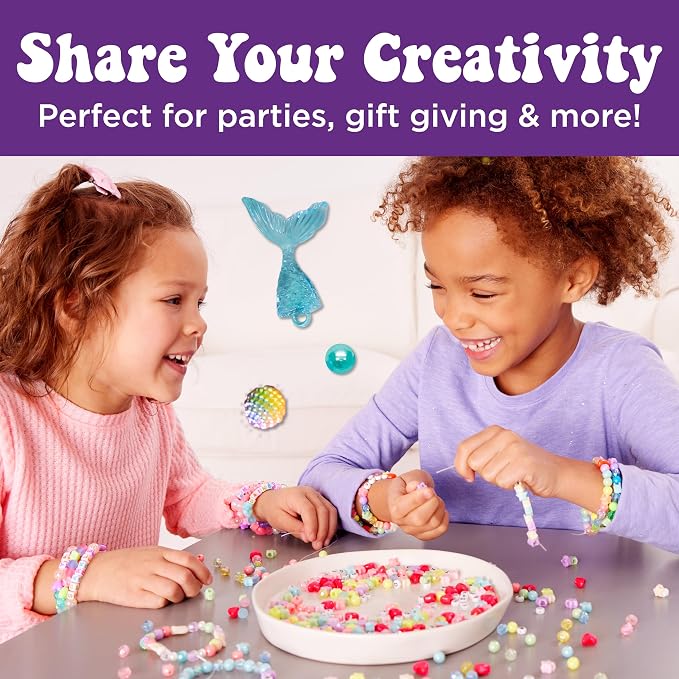 Creativity for Kids Mermaid Bead Jewelry Jar: Create 40+ Friendship Bracelets for Girls, DIY Girls Beads Jewelry Making Kit, Summer Activities for Kids & Mermaid Gifts (Ages 6+)