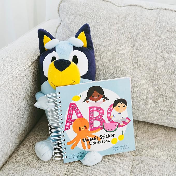 Cupkin Mosaic Sticker Art | ABC Activity Book, 52 Pages, 3000+ Stickers | Kids craft kit with number-guided letter designs, jewel and foam pieces, and a portable format for boys and girls on the go