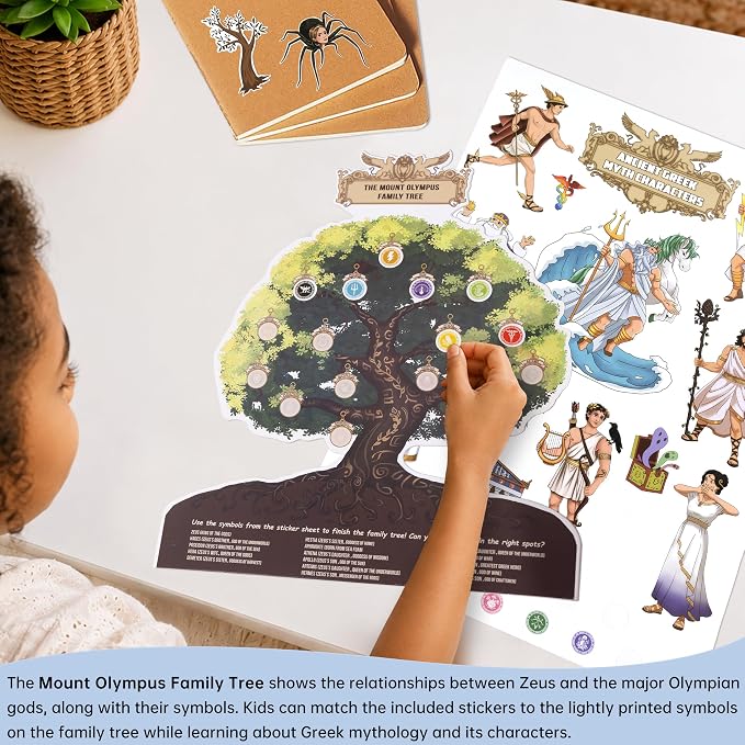 Greek Myths DIY Craft Kit for Kids Ages 5–10, Articulated Paper Puppets to Color, Build & Play, Bring Ancient Legends to Life, Fun Educational Gift (Daytime Adventure)