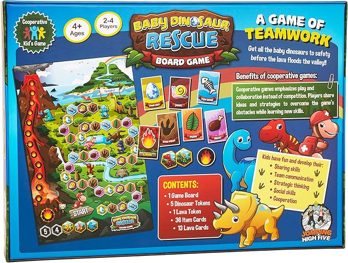 Baby Dinosaur Rescue Cooperative Board Game for Kids Ages 4+, Family Fun | Kids word together to save the baby dinos, easy to learn cooperative dinosaur adventure. Fun for family game night.