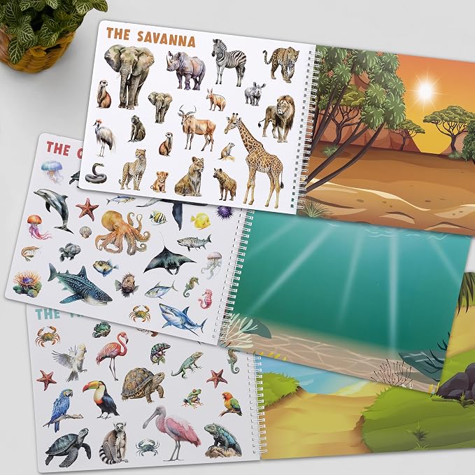Fun Sticker Book for Toddlers 2-4 Years - Kids Activity Book with 12 Themes | Beautiful Stickers Entertain Girls & Boys Ages 2-4 or 4-8 While Traveling - Incl. Animal and Coloring Pages