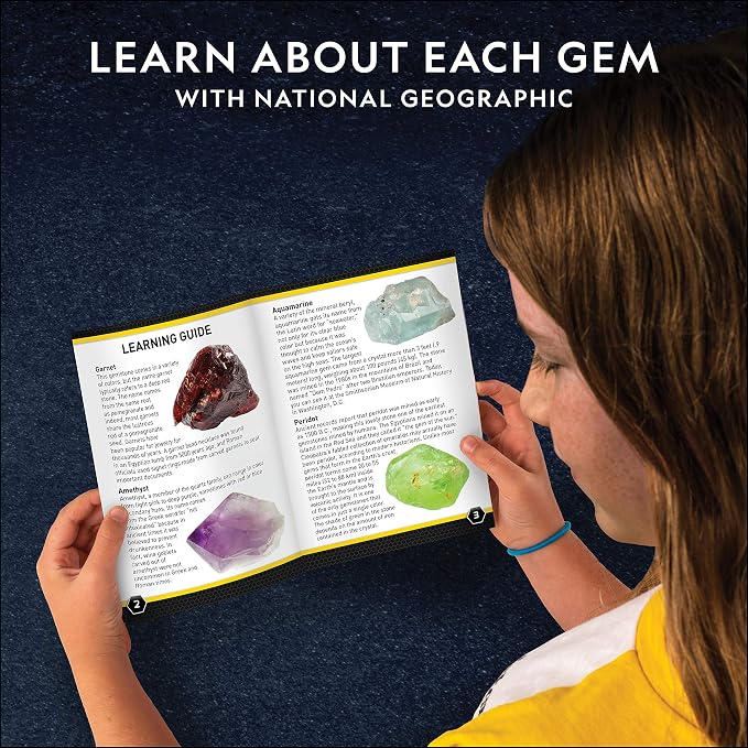 National Geographic Semi-Precious Gemstone Dig Kit for Kids - 15 Real Gems Including Amethyst, Garnet, Opal, Blue Topaz, and More, STEM Rock Collection Activity, Dig Brick, Science Kit for Kids | 15 Real Gems, Amethyst, Garnet, Opal & Blue Topaz, Dig B...