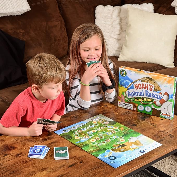Noah's Animal Rescue Cooperative Bible Board Game for Kids Ages 4 and Up | No reading required, easy to learn. Bible-story theme, kids work together to rescue animals. Perfect for family game night.