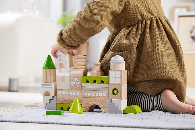 HABA Wooden Block Coburg Set - 28 Piece Building Block Set for Toddlers and Kids - Wooden Stacking Toys Made in Germany, for 18 Months and Up