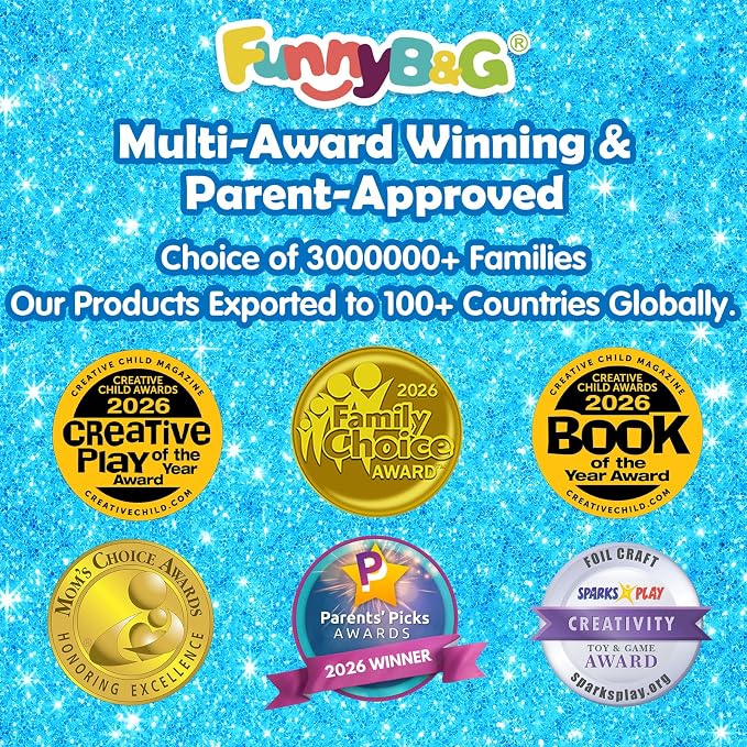 FUNNYB&G Foil Art Craft Kit for Kids, Sparkly Birthday Gift Toy for Boys | No Mess, Kids Ages 4-10 Create Sparkling Artwork, A Creative Gift for Birthdays, Holidays, Travel Activities,Screen-Free Fun