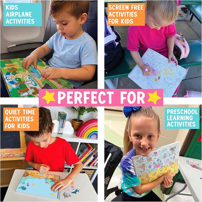 Sticker Books for Toddlers 2-4 Years Screen Free Activities Toddlers 3-5 | Toddler Sticker Book Preschool Learning Activities, Kids Stickers Ages 2-4, Quiet Activity Book, Kids Travel Activities