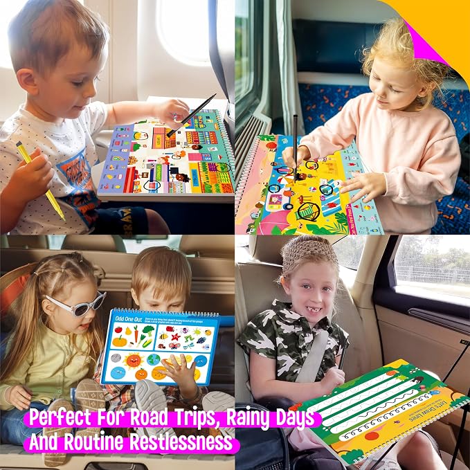 Search & Find Book, 15 Different Searching Games & 15 Fun Activity Games, Montessori Learning Toy Educational Game Travel Toys for Autism Sensory, Preschool, Girls and Boys 3+ (8 Markers Included)