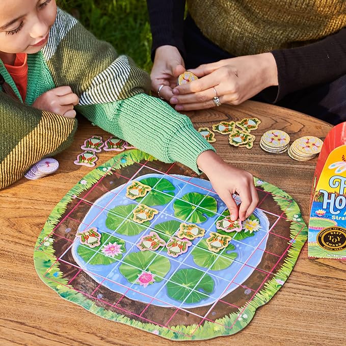 eeBoo Frog Hopkins Shaped Board Game - Award Winning Spatial Strategy & Frog Hopping Game, Screen-Free Fun for 2-4 Players, Kids Ages 4 and up