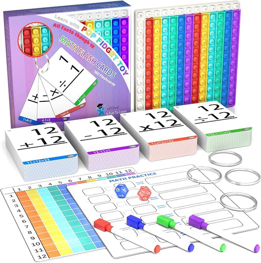 Math Games for Kids - Math Flash Cards - Interactive Practice Kit Pop It Practice with Addition, Subtraction, Multiplication & Division - Ideal for Learning and Skill Building - Ages 4-8