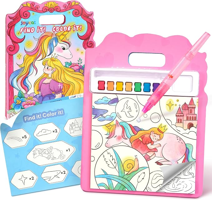 JoyCat Find & Color Paint with Water Coloring Books for Toddlers | Seek and Find Learning Activity, Magical Pony No Mess Arts & Crafts Kids Toys Ages 3-5 & 4-8, Birthday Gifts for Boys & Girls