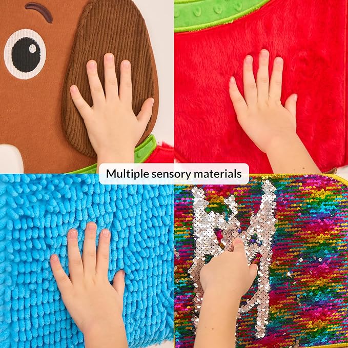 ODOXIA Sensory Wall Panel for Kids | Touch, Feel & Learn | Dog Sensory Room Toys | Activity Play Panels | Wall Busy Board | Calm Down Corner Equipment | Flip Sequin Fabric | for Autism, ADHD, Anxiety
