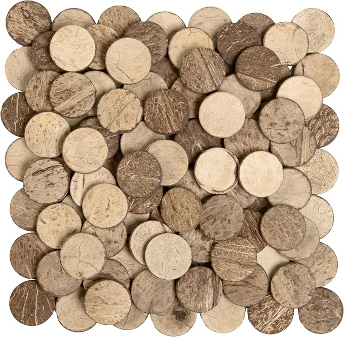 Craftplay Natural Coconut Shell Circles | Approx 95 Pieces | Eco-Friendly | Loose Parts Counters for Early Childhood Math and Sensory Play