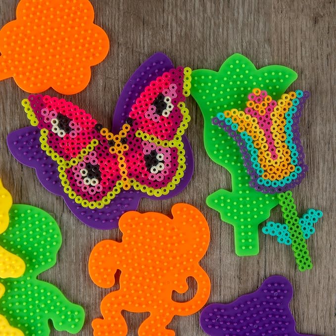 Perler 22645 Fuse Bead Pegboards 7-Pack-Boy/Girl/Bear/Monkey/Butterfly/2 Flowers | Compatible with All Perler Beads | Includes Patterns Boy, Girl, Bear, Monkey, Butterfly, 2 Flowers