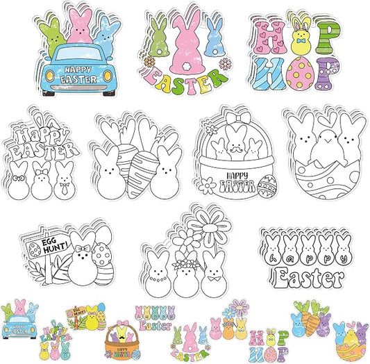 X1zuue 30Pcs Easter Ghost Color Your Own Magnets Art Craft Kits for Kids | Happy Easter Bunny Blank Coloring Magnets for Spring Holiday Party School DIY Activities Fridge Whiteboard Decor Supplies