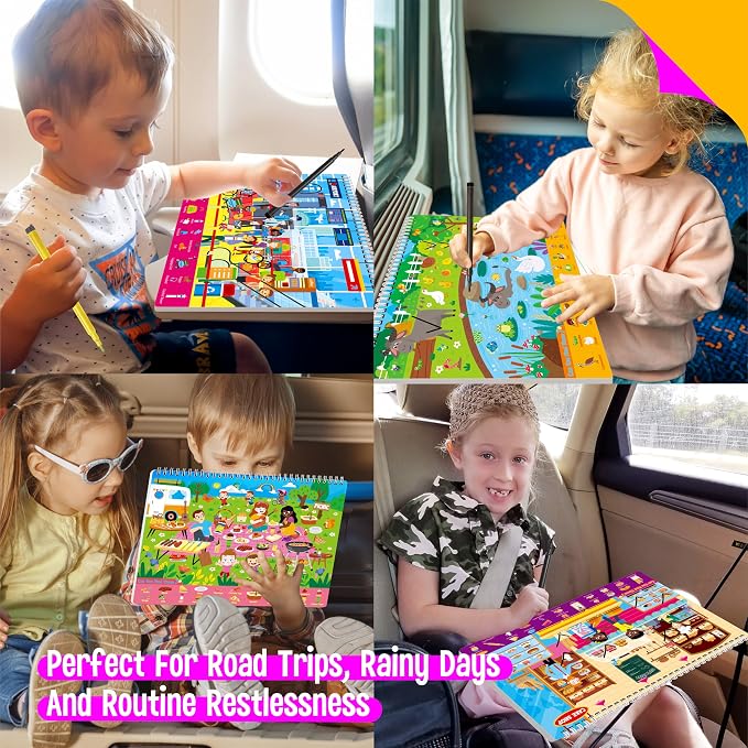 SpriteGru Search & Find Book, 30 Different Themes 32 Pages Activities Book, Montessori Learning Toy Educational Game Autism Sensory Toys for Preschool Girls and Boys