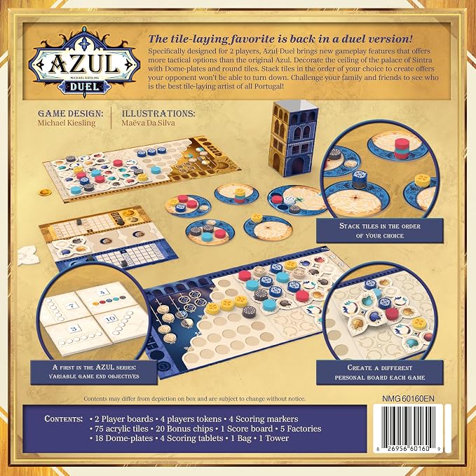 Asmodee Azul Duel Board Game - Competitive Head-to-Head Tile-Placement Strategy Game, Stunning Mosaic Art and Quick Gameplay for Kids & Adults, Ages 8+, 2 Players, 30-45 Minute Playtime | Competitive Head-to-Head Tile-Placement Strategy Game, Stunning ...