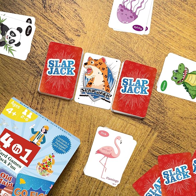Card Games Go Fish,Old Maid,Slap Jack and Memory Match-4 Decks in 1 Pack,Classic Card Games for Kids Toddlers,Fun Kids Games for Family Party Game Night,Stocking Stuffers Gifts for Boys and Girls | Classic Card Games for Kids Toddlers, Fun Kids Games f...