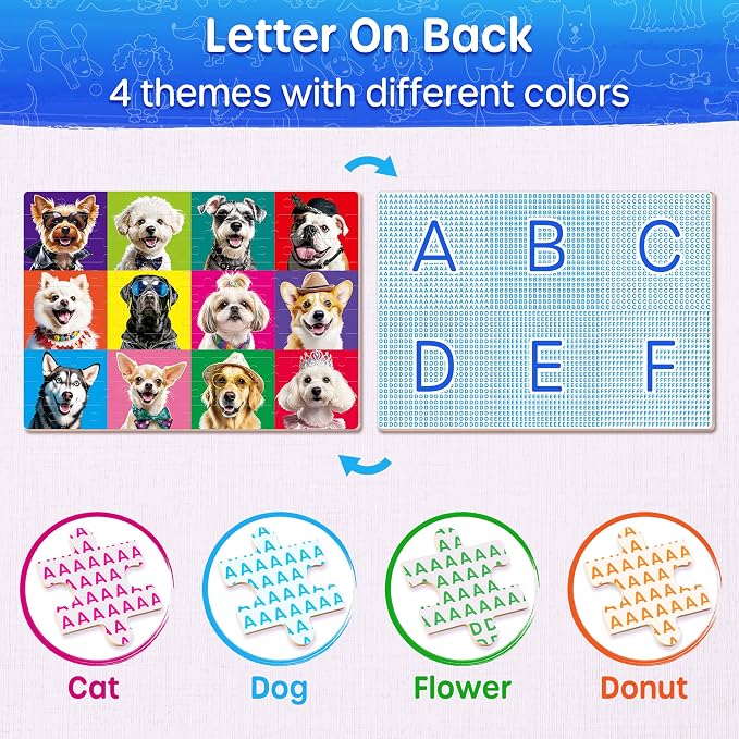SYNARRY Cat, Dog, Flower & Donut 100 Piece Wooden Puzzles Ages 4-8 | 100 Piece Jigsaw Puzzle for Kids Ages 4-8, Birthday Gifts for Boys & Girls, Hands-On Learning Toys, Screen-Free Play