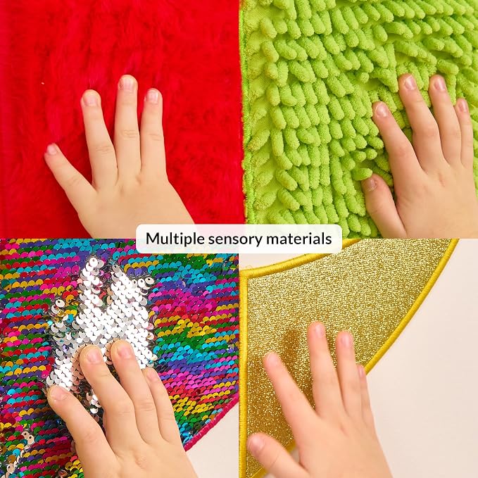 Sensory Wall Panel for Kids | Touch, Feel & Learn | Dinosaur Sensory Room Toys | Activity Play Panels | Wall Busy Board | Calm Down Corner Equipment | Flip Sequin Fabric | Autism, ADHD, Anxiety