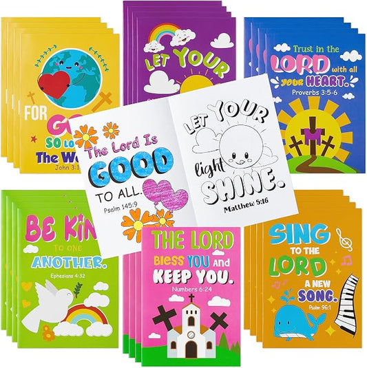 24Pcs Bible Coloring Books Religious Theme DIY Color-in Pages | Inspirational Words, Christian Activity Artwork, Sunday School Supplies, Classroom Reward, Party Favor, Gift, Drawing Booklet