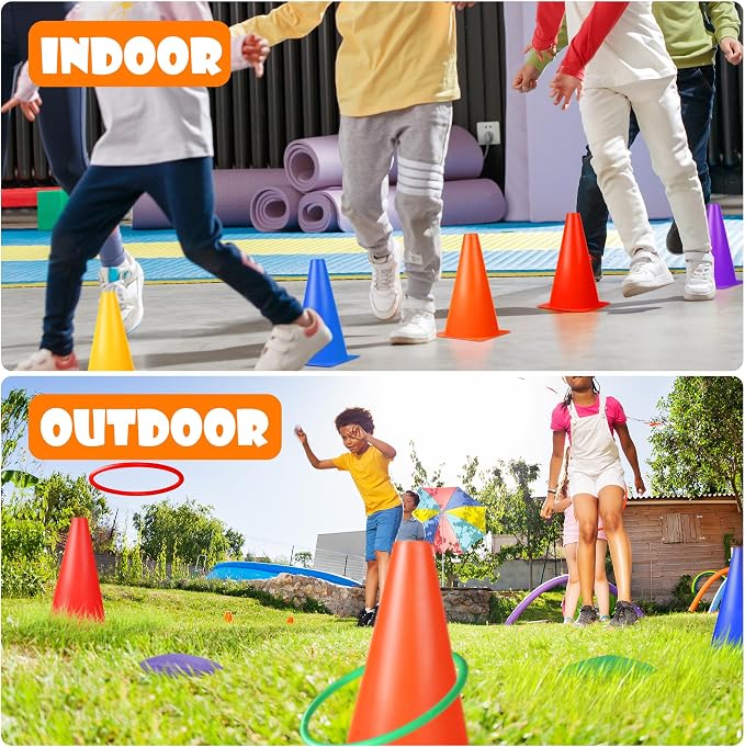 31 PCS Christmas Carnival Games, 3 in 1 Indoor Outdoor Bean Bag Ring Toss Games for Kids Birthday Party, Plastic Soft Cones Yard Lawn Game for Family Party Kid's Gift