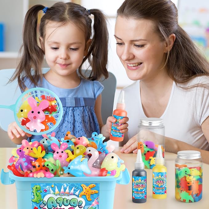 wookidel Magic Gel Water Elf Toy Kit, Aqua Fairy Water Gel Kit for Kids | 10 Gels & Mold Water Pets, DIY Squishy Maker Kit, Make Your Own Squishies Sensory Toys, Art Craft Gift for Girls Christmas