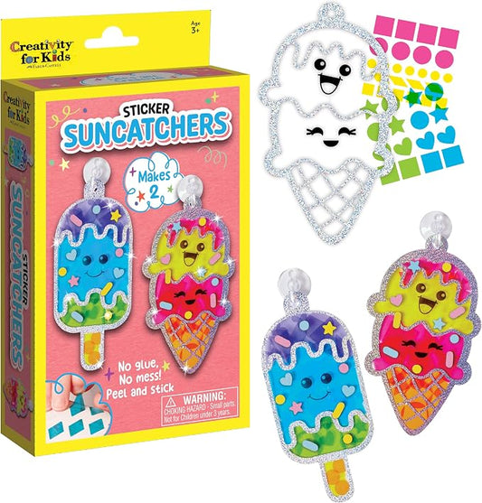Creativity for Kids Sticker Sun Catchers Mini Craft Kit: Create 2 Suncatchers - Toddler Activities for Summer and Gifts, Arts & Crafts for Kids, Window Art for Kids (Ages 3+)