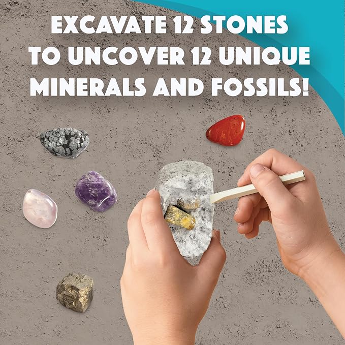 MindWare Dig It Up! Stone Fossil Dig Kits for Kids | Chip real specimens out of a dig brick—hands-on discovery kids run themselves. Ages 8+.